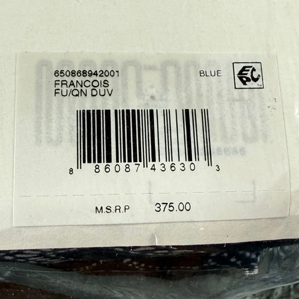 Ralph Lauren Francois‎ Full Queen Duvet Cover Blue Geometric Diamond Pattern